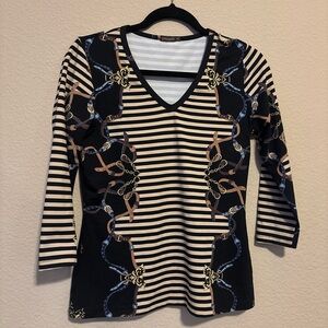 J. McLaughlin Striped V-Neck Blouse